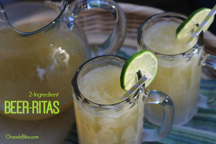 Try a frosty mug of Beer-Ritas for an easy summer cocktail! This two-ingredient beer margarita recipe is refreshing and citrusy.