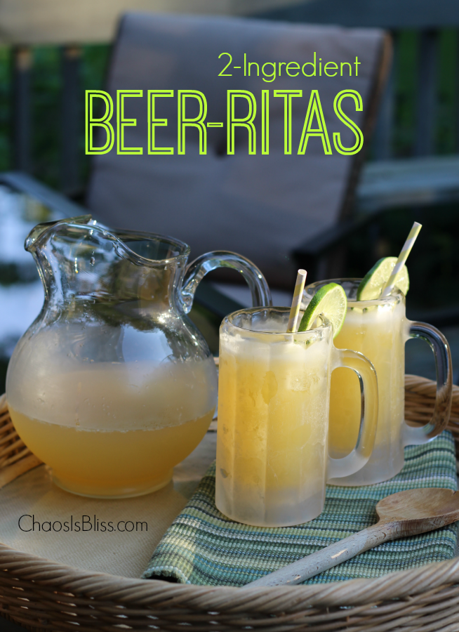 Try a frosty mug of Beer-Ritas for an easy summer cocktail! Margaritas made from beer ...who knew?! The 2-ingredient recipe is easy, refreshing and citrusy.