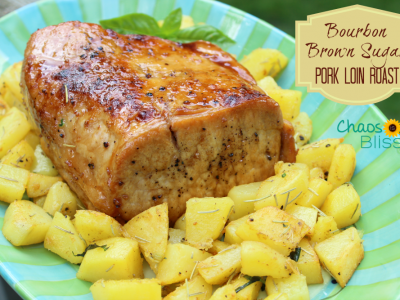 A slow cooker pork recipe to impress!  Perfectly roasted pork loin with a bourbon brown sugar glaze.