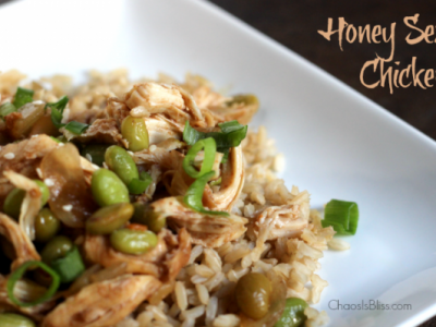 Not too spicy but full of flavor, this healthy slow cooker Honey Sesame Chicken recipe serves a crowd!