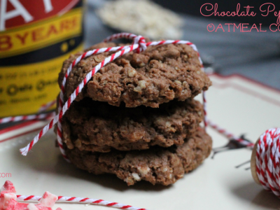 Chocolate Peppermint Oatmeal Cookies are a great Christmas cookies recipe using oats, cocoa and peppermint baking chips.