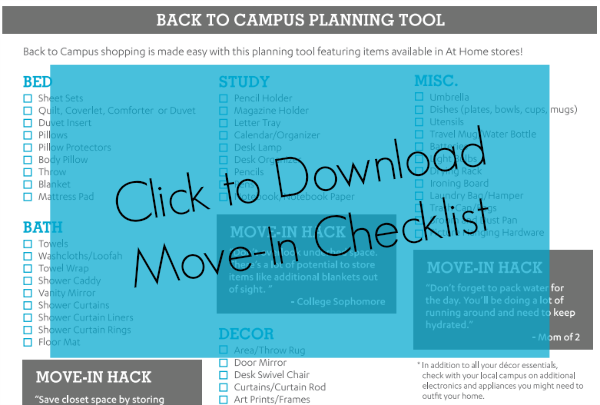 Print this handy move-in checklist for college dorms!