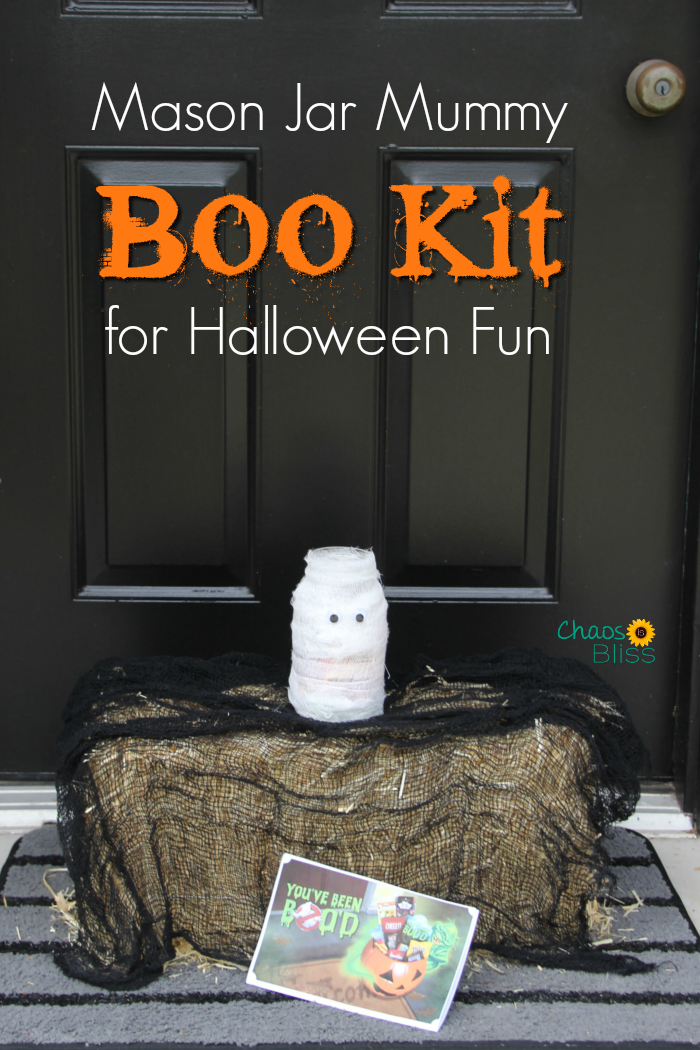 Here's an easy Mason jar craft for Halloween, making a BOO Kit for neighborhood fun!