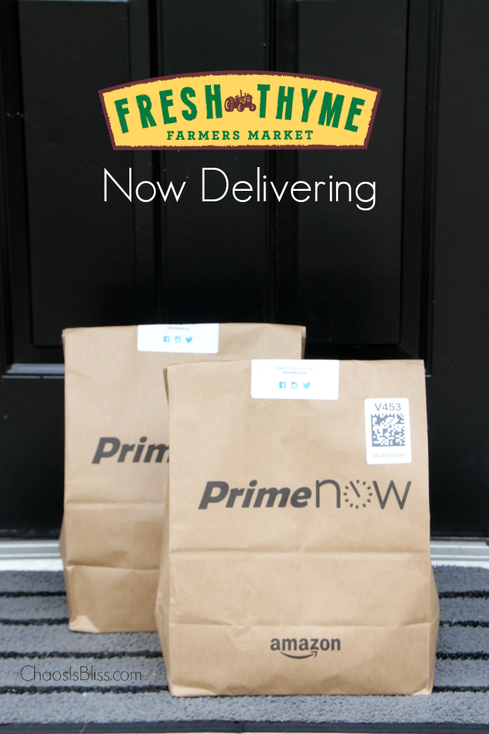 You can now have Prime Now Fresh Thyme grocery delivery in the Indy area, and soon in many more cities! Here's a Prime Now Fresh Thyme delivery review.