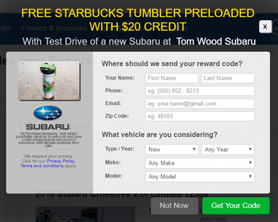 Subaru Starbucks offer