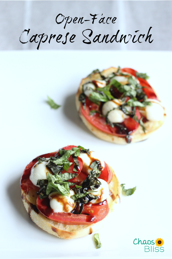 If you love caprese salad, you must try this open-face Caprese Sandwich, a vegetarian recipe using English muffins!