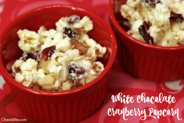 Looking for an easy salty-sweet snack mix? Try this White Chocolate Cranberry Popcorn recipe.