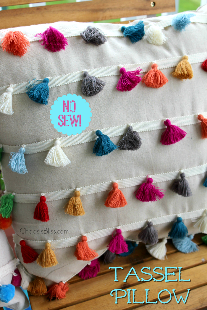 You won't believe how easy it is to make this DIY No Sew Tassel Pillow!