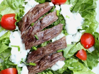 This summer grilling recipe, Black & Blue Salad has an easy, 3-Ingredient Homemade Blue Cheese Dressing recipe that's delicious and healthy!