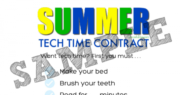 Summer Tech Time Contract for Kids | Free Printable