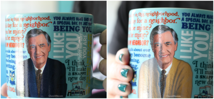 Mister Rogers Color Changing Mug before and after