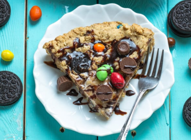 Candy Oreo Monster Skillet Cookie Pizza