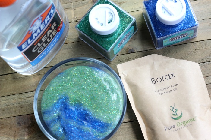 Here's a fun DIY Earth Day or Earth-inspired slime you can make with your kids, with bold colors and lots and lots of GLITTER!