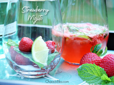 There could not possibly be a more refreshing summer adult beverage than an ice cold Strawberry Mojito, made with freshly picked strawberries and homegrown mint.