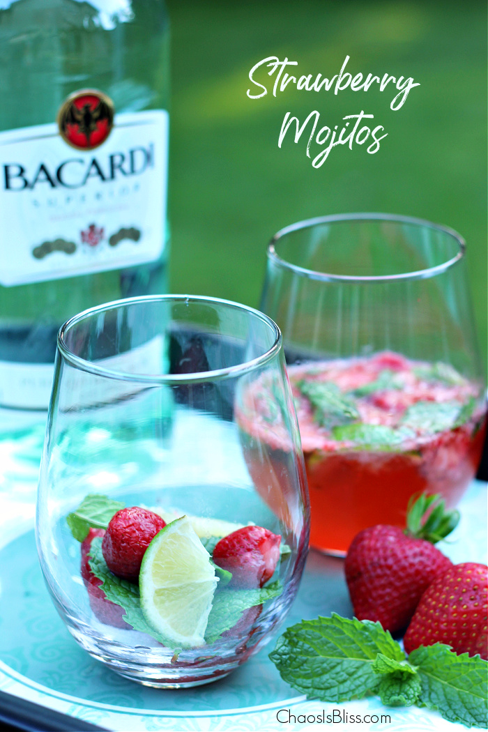 There could not possibly be a more refreshing summer adult beverage than an ice cold Strawberry Mojito, made with freshly picked strawberries and homegrown mint.