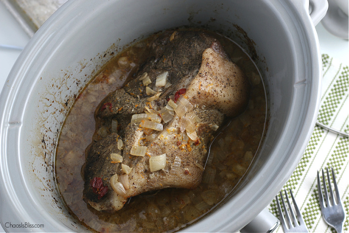 Slow Cooker Pork Tacos cooking