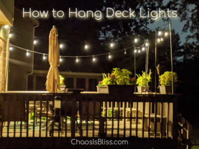 When you want the beautiful look of stringed lights in your backyard but you have no idea how to hang string lights on a deck, follow these easy DIY steps!