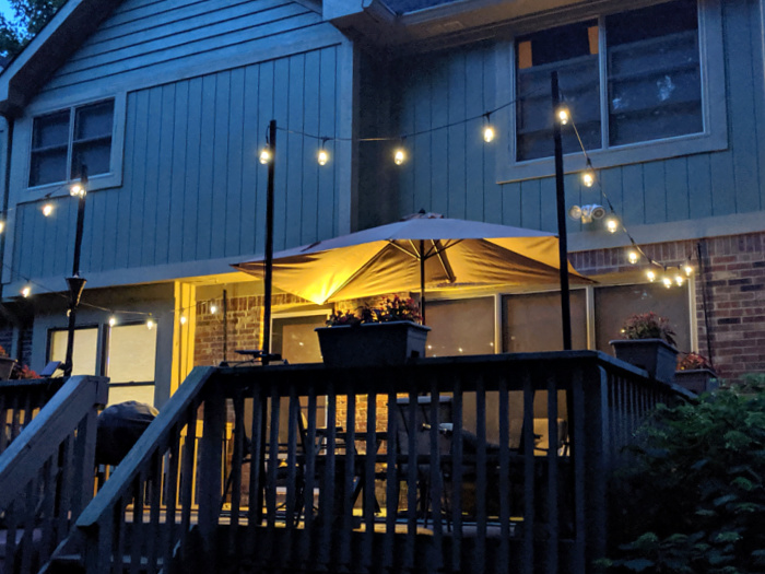 How to hang string lights on a deck